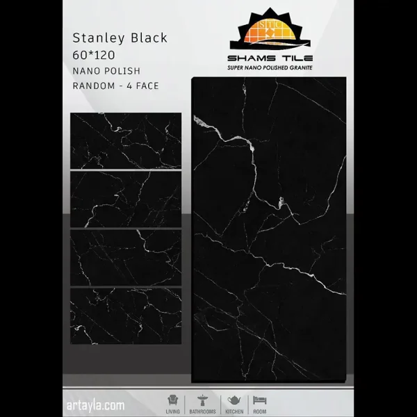 گرانیت نانو سوپر پولیش استنلی مشکی 60*120